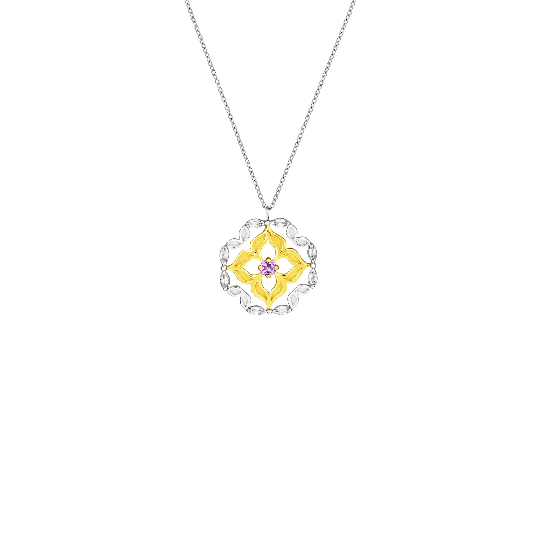 Peranakan Necklace with Amethyst & White Topaz