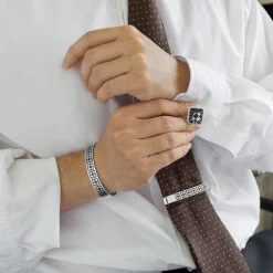 Peranakan Orchid with Black Enamel Cufflinks