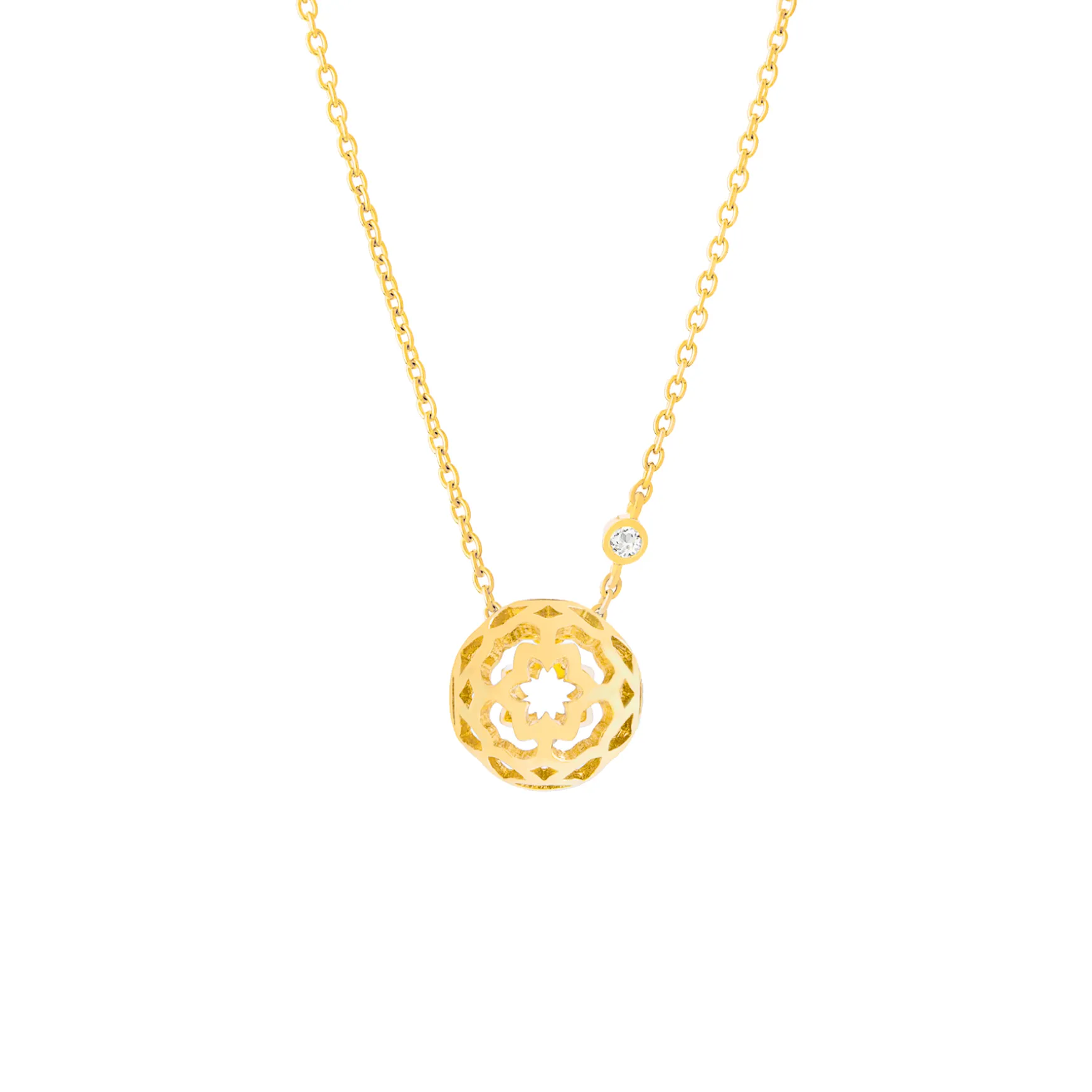 Peranakan Spheres Large Necklace with White Topaz (G)