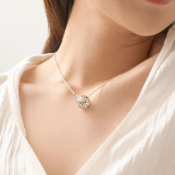 Peranakan Spheres Large Necklace with Blue Topaz in Rhodium