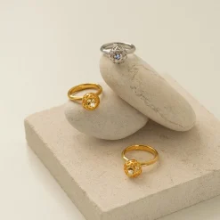 Peranakan Spheres Large Ring with Blue Topaz (RH)