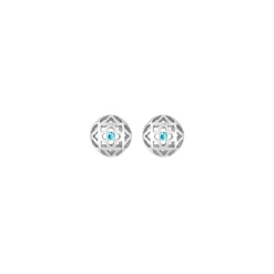 Peranakan Spheres Pierced Earrings with Blue Topaz (RH)