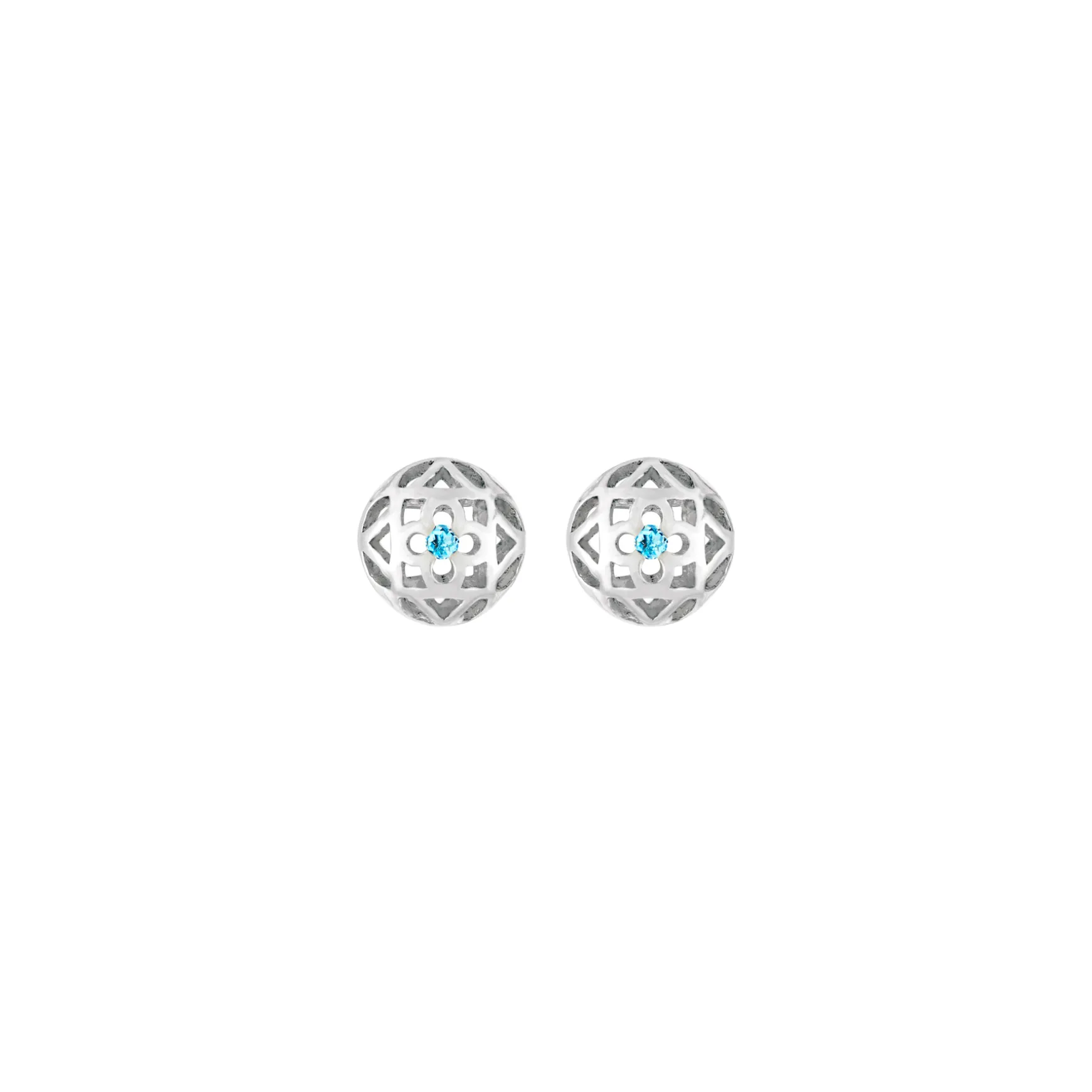 Peranakan Spheres Pierced Earrings with Blue Topaz (RH)