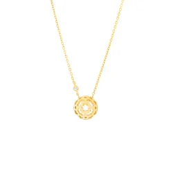 Peranakan Spheres Small Necklace with White Topaz in Gold
