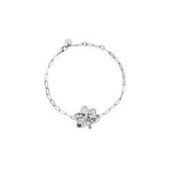 Petite Orchid Paperclip Bracelet in Palladium