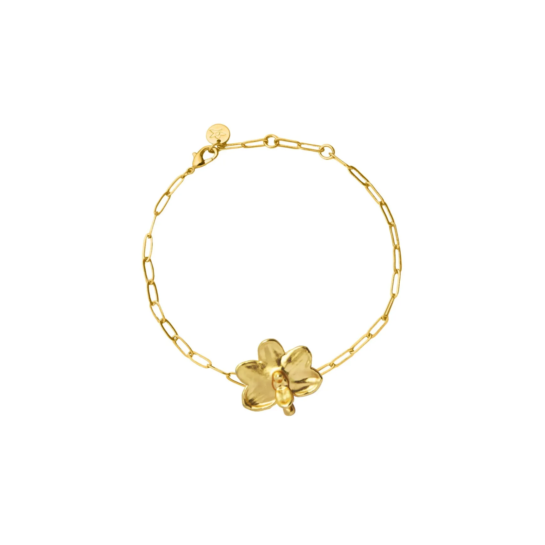 Petite Orchid Paperclip Bracelet in Gold