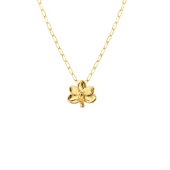 Petite Orchid Paperclip Necklace in Gold