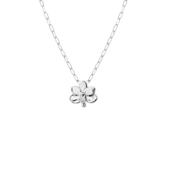 Petite Orchid Paperclip Necklace in Palladium