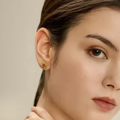 Petite Peranakan Kebaya Earrings With Garnet