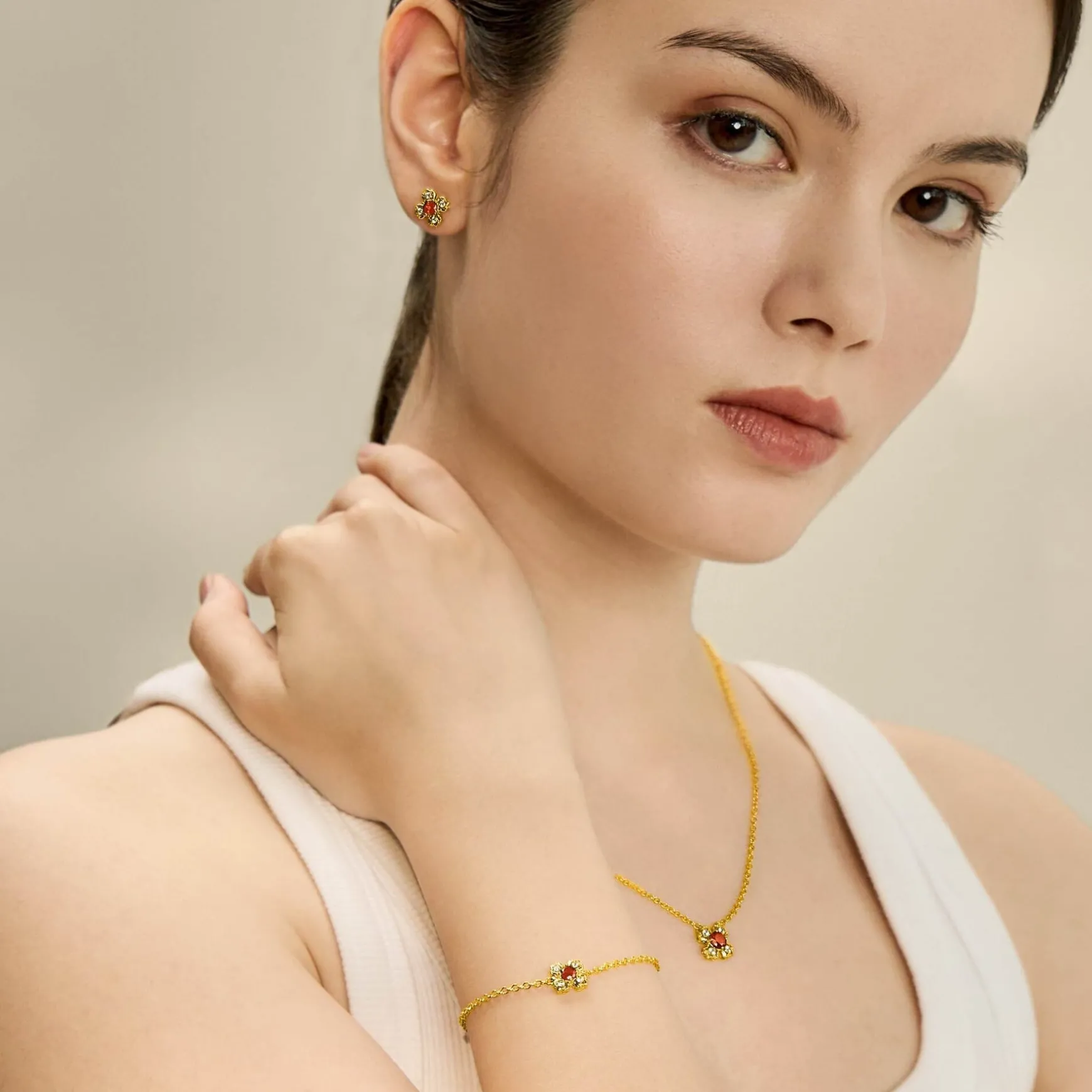 Petite Peranakan Kebaya Earrings With Garnet