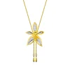 Phalaenopsis Cornu Cervi Orchid Long Slider Necklace in Gold & Palladium
