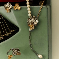 Phalaenopsis Moments Ring In Gold and Rhodium with White Topaz
