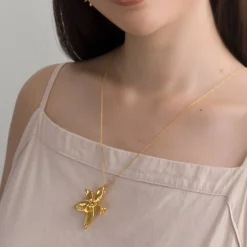 Phalaenopsis Necklace cum Brooch in Gold