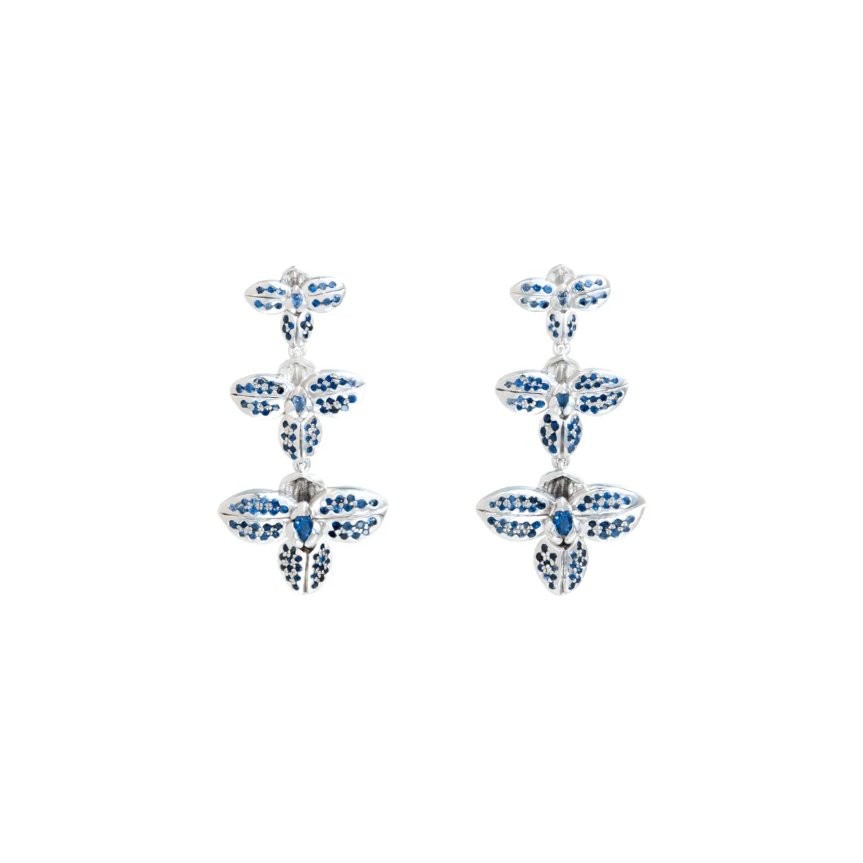 Rare Orchid Earrings with Blue Sapphire