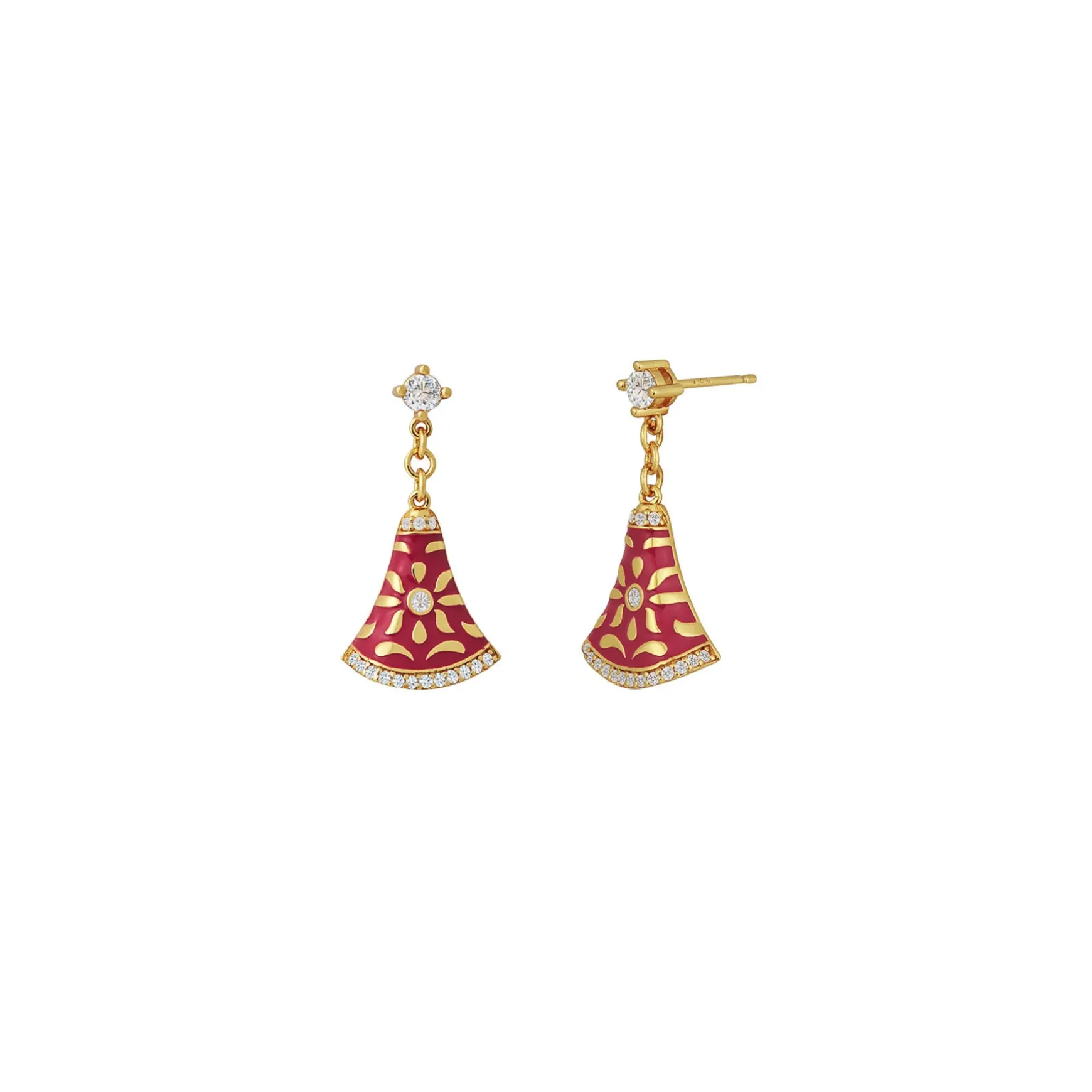 Sweet Nyonya Earrings in Gold with White Topaz