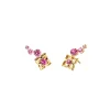 Timeless Nyonya Climber Earrings in Gold with Pink Sapphires