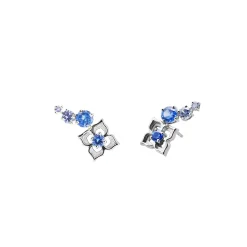 Timeless Nyonya Climber Earrings in Rhodium with Blue Sapphires