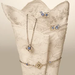Timeless Nyonya Climber Earrings in Rhodium with Blue Sapphires