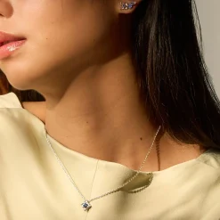 Timeless Nyonya Necklace in Rhodium with Blue Sapphires