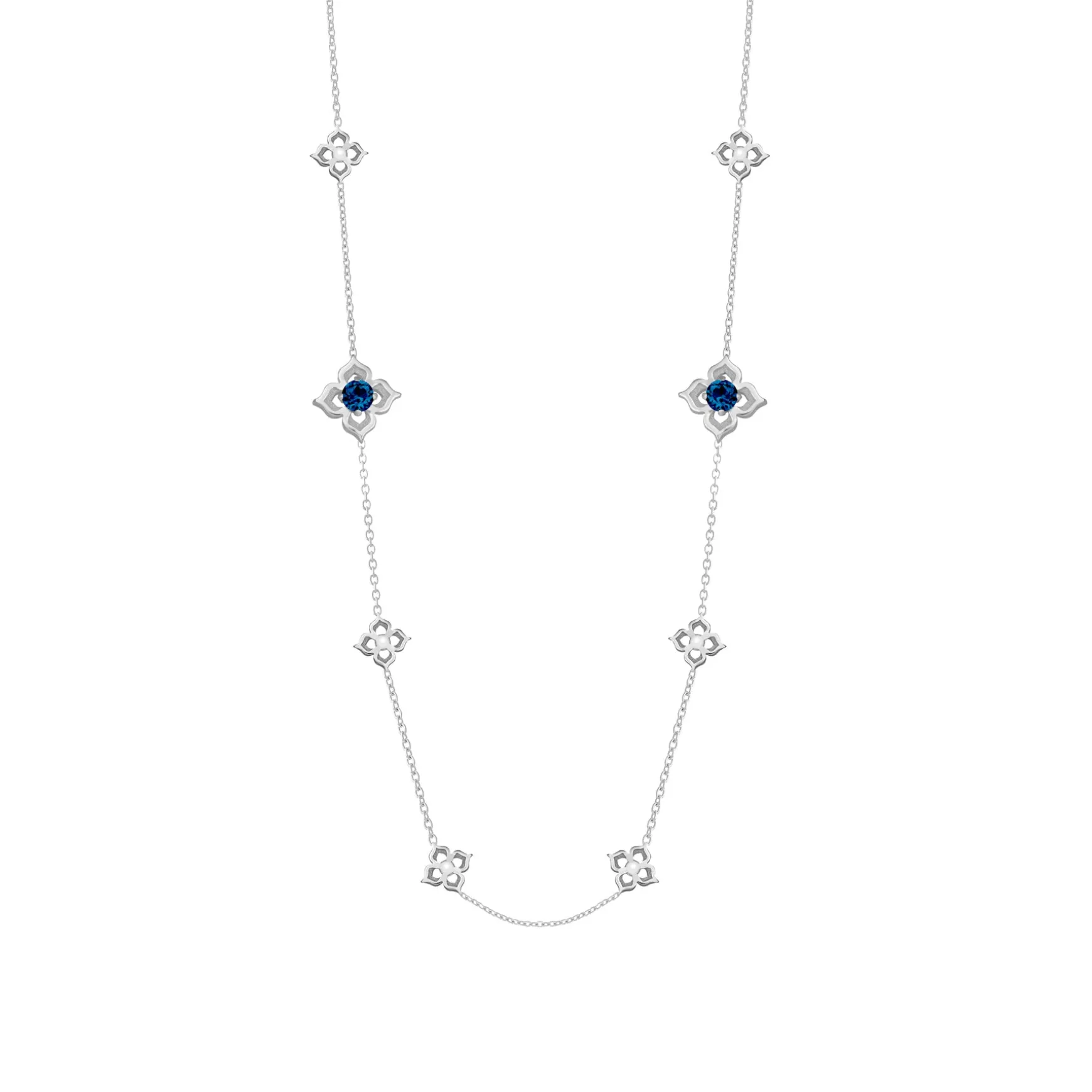 Timeless Peranakan II Necklace in Rhodium with London Blue Topaz