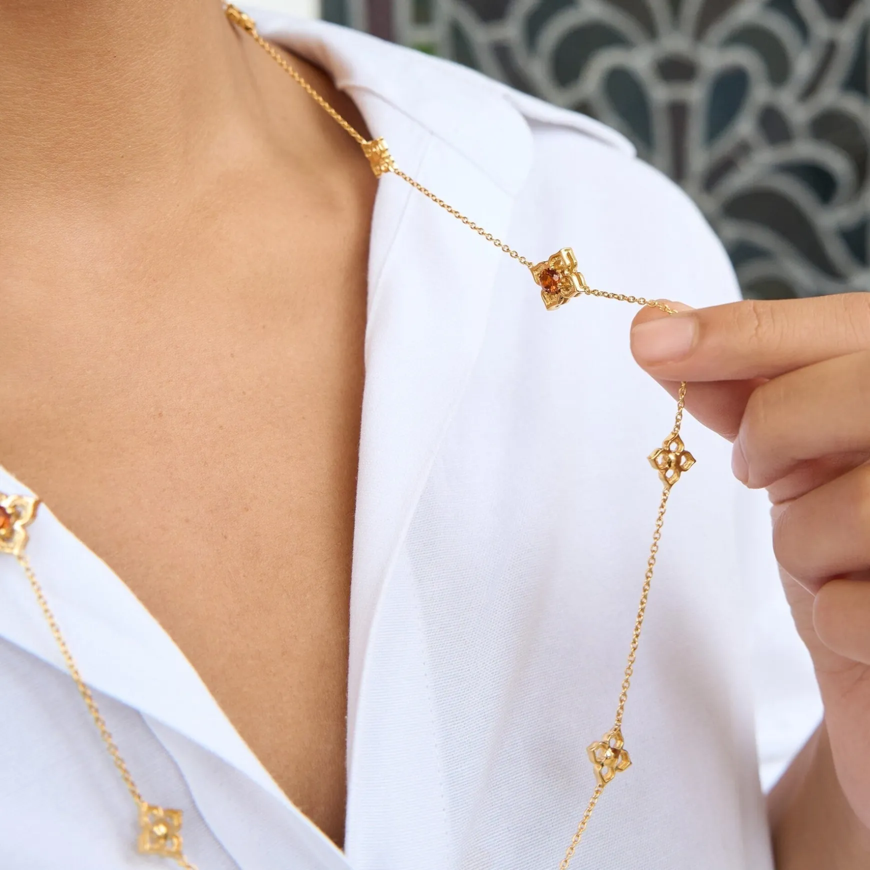 Timeless Peranakan II Necklace (G) with Hessonite