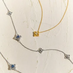 Timeless Peranakan II Necklace in Rhodium with London Blue Topaz