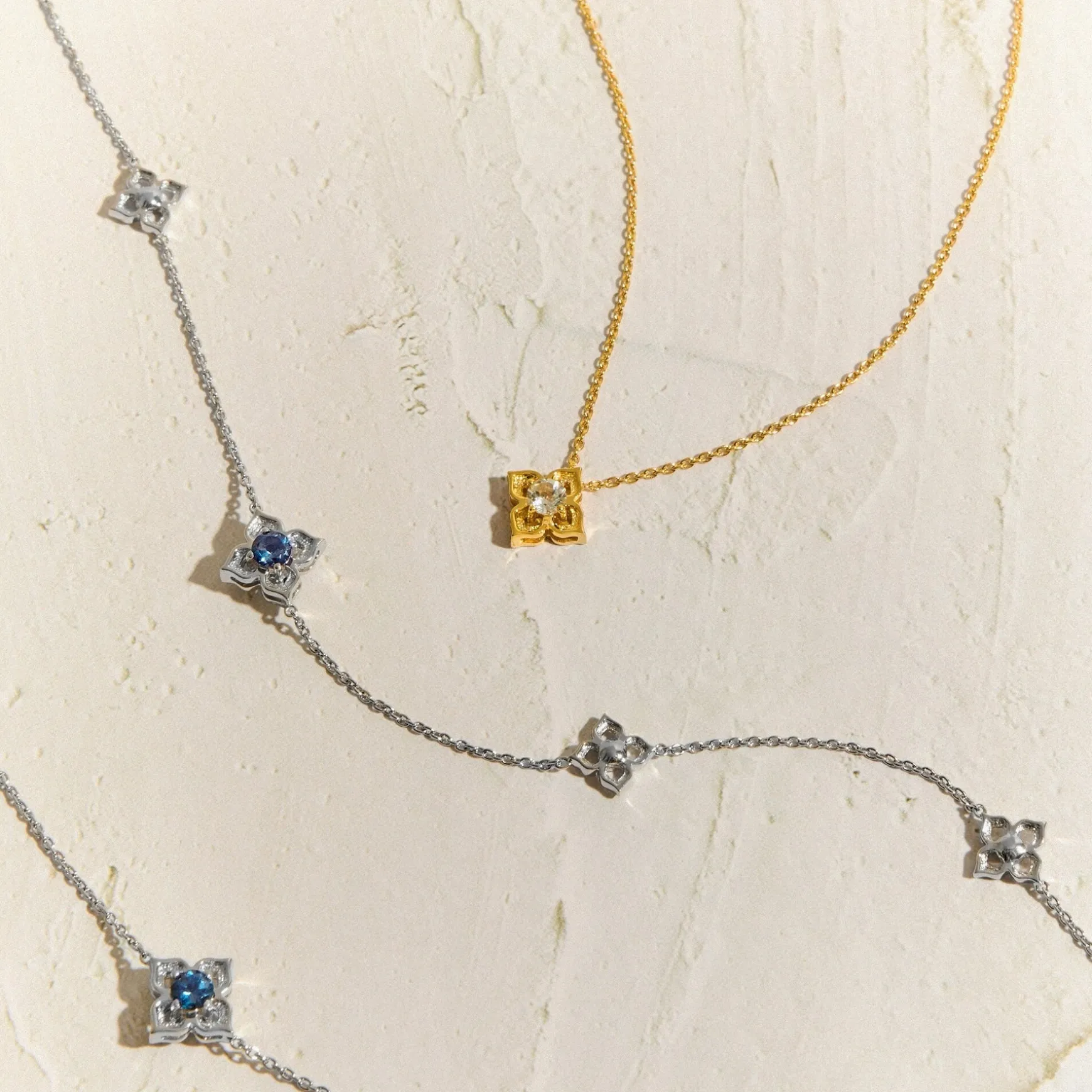Timeless Peranakan II Necklace in Rhodium with London Blue Topaz