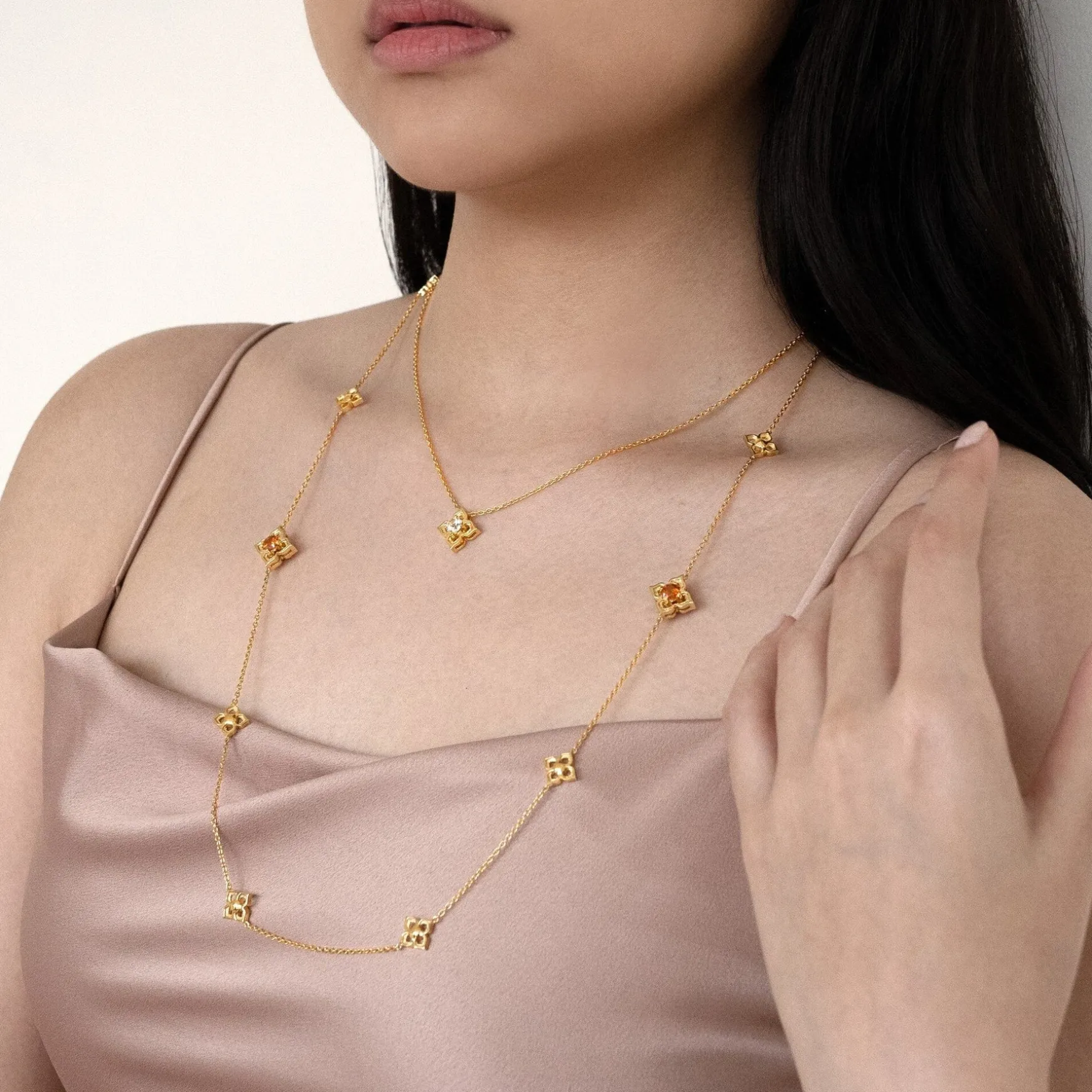 Timeless Peranakan II Necklace (G) with Hessonite