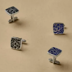 Vanda Batik with Blue Enamel Cufflinks