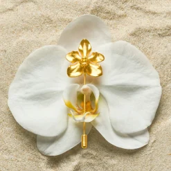 Vanda Limbata Lapel Pin in Gold