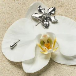 Vanda Limbata Lapel Pin in Palladium