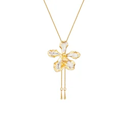 Vanda Wee Kim Lian Orchid Long Slider Necklace in Gold & Palladium