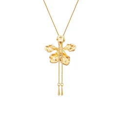 Vanda Wee Kim Lian Orchid Long Slider Necklace in Gold & Palladium