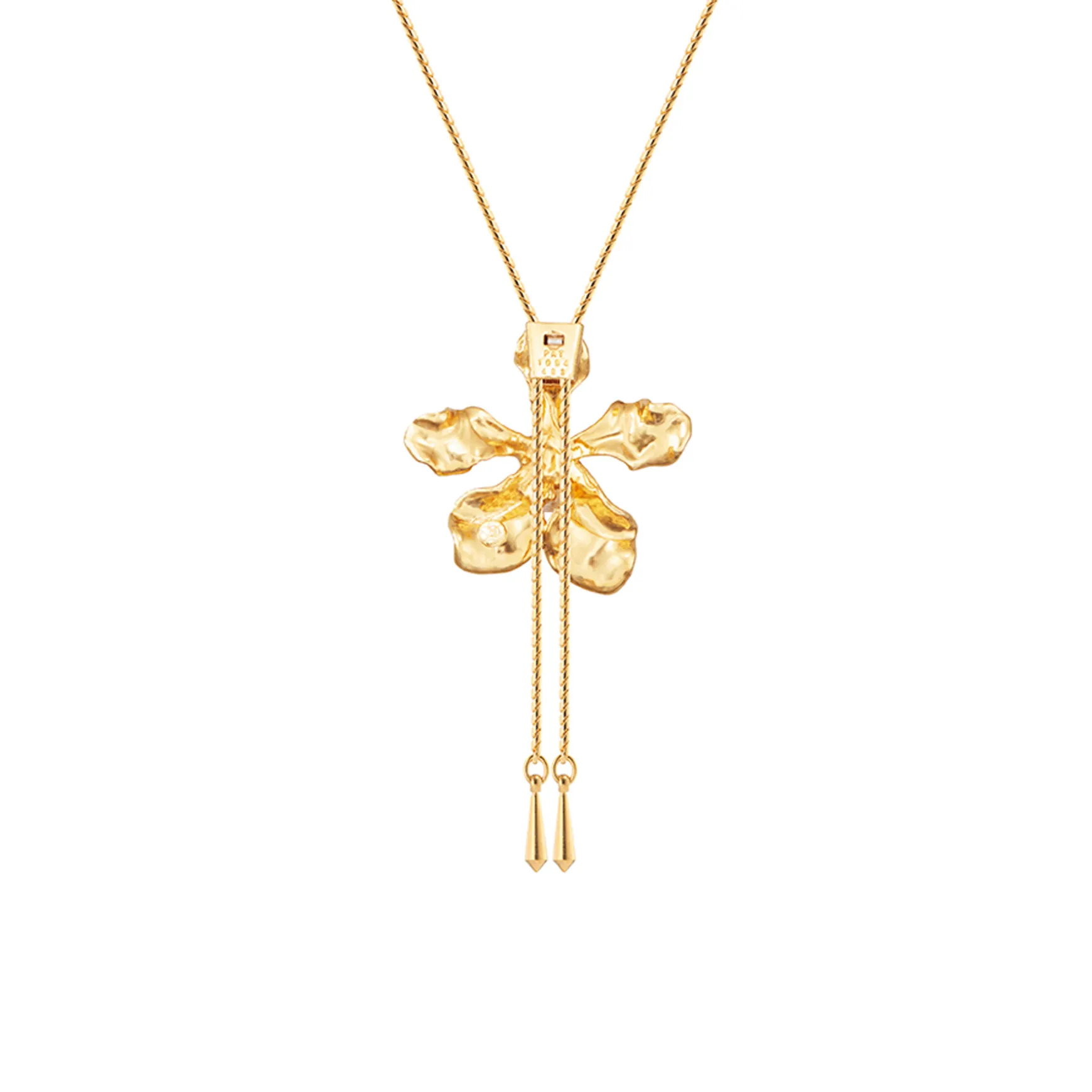 Vanda Wee Kim Lian Orchid Long Slider Necklace in Gold & Palladium