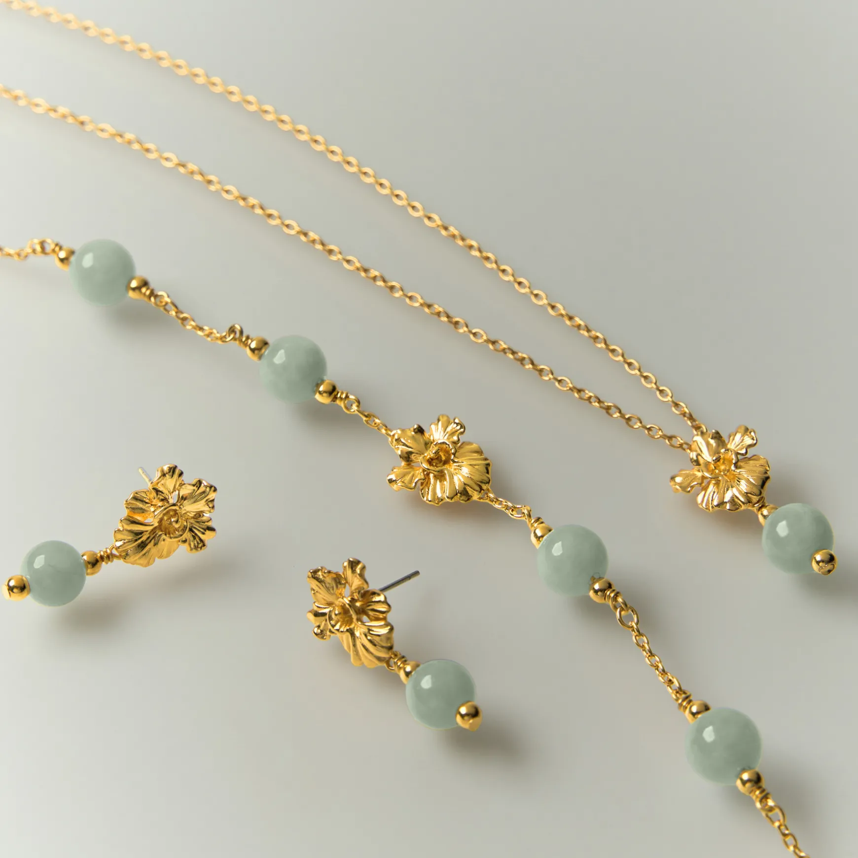 Vanda Whispers Earrings in Gold with Jadeite