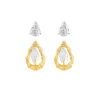 Vintage Bamboo Earrings with White Topaz