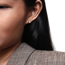 Vintage Bamboo Earrings with White Topaz