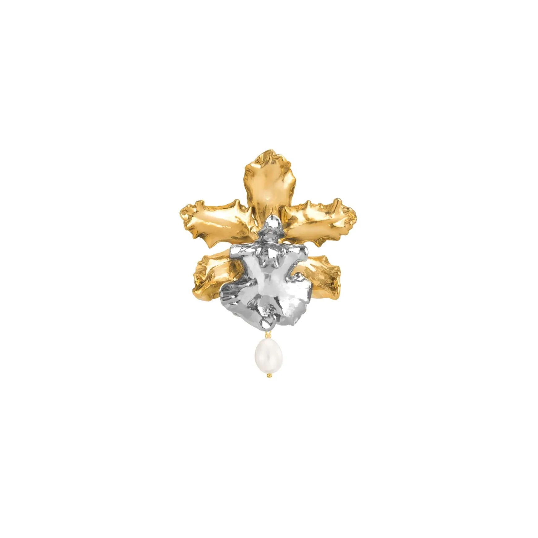Wilsonara Orchid Pearl Brooch